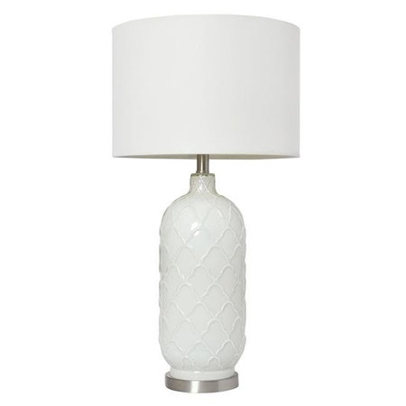 ELEGANT GARDEN DESIGN Elegant Designs LT3322-WHT White & Brushed Nickel Glass Table Lamp LT3322-WHT